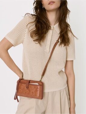 The Sak Iris Smartphone Wallet | Tobacco Floral Embossed